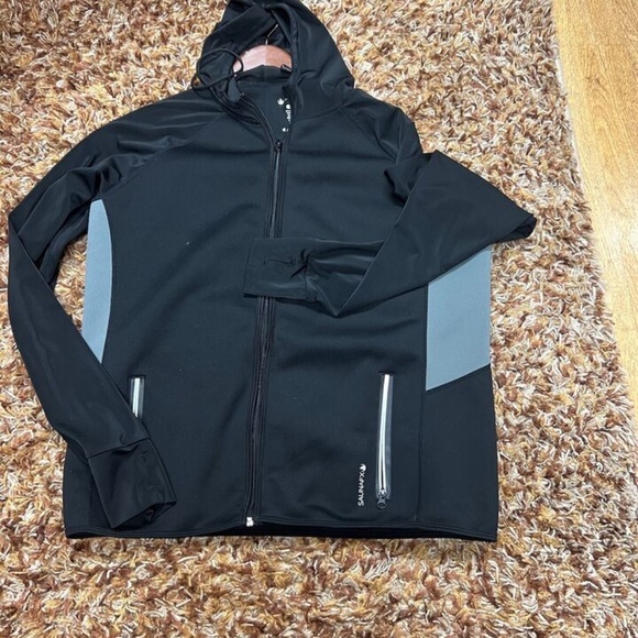 Saunafx,Mens, Sport Jacket,Black,Size XXL, Zipper, Hoddie, Pockets,Gray stripe.! - Picture 2 of 8